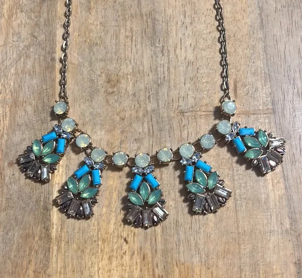 Statement Rhinestone Necklace Blue - Image 2