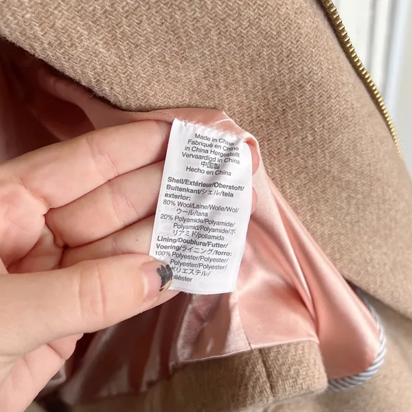 J Crew • Stadium Cloth Cocoon coat tan wool Nello Gori Heather Sandstone zip - Image 10
