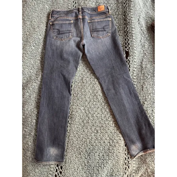American Eagle Straight Stretch Jeans Womens 6 Dark Wash Denim Low Rise Pants - Image 6