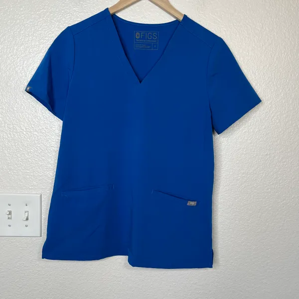 FIGS Womens Casma 3 pocket Technical Collection Blue Scrub Top Size S FW1100 - Image 2