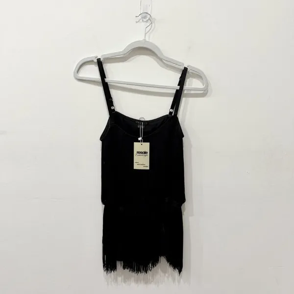 Theory Pardia Fringe Sleeveless Blouson Cami Tank Top Black Women's Size P / XS - Image 2