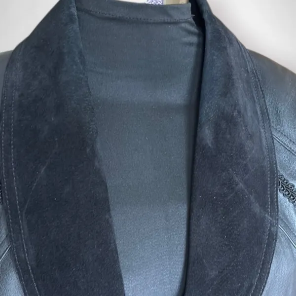Vintage Worthington Black Leather Long Coat Petite Large - Image 10