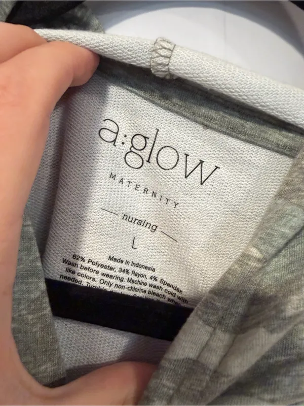 a:glow Maternity‎ Nursing Top - Heather Gray Green Camo - Image 3