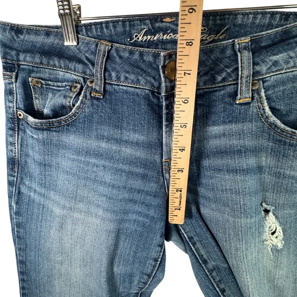 American Eagle Favorite Boyfriend Jeans Stretch Blue Low Rise‎ 8S 8 Short Y2K - Image 7