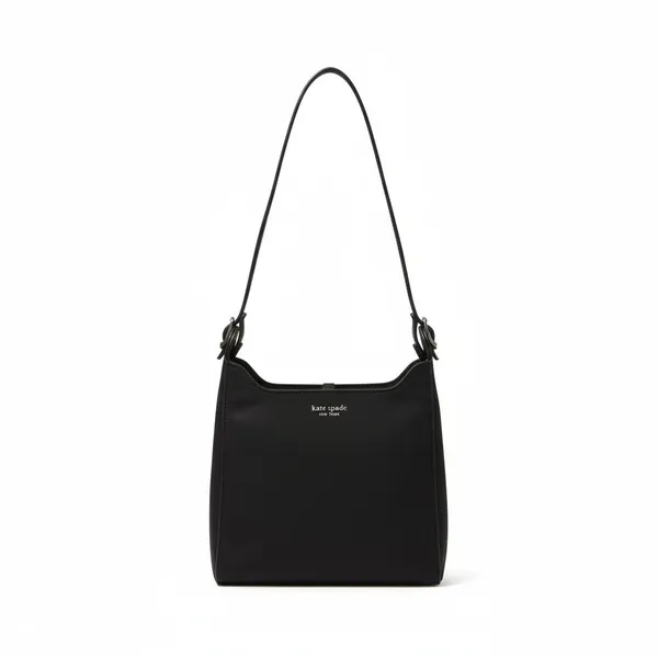 Kate Spade New York 90s Vintage Shoulder Bag Black Nylon Pocket Zipper Classic - Image 2