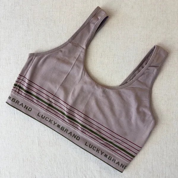 Lucky Brand Womens‎ Seamless Logo Striped Bralette Mauve Size 1X - Image 8