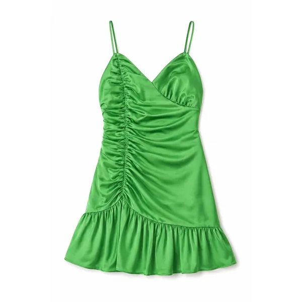 MAJORELLE Melville Ruched Satin Mini Dress Green Size Small NWOT‎ - Image 4