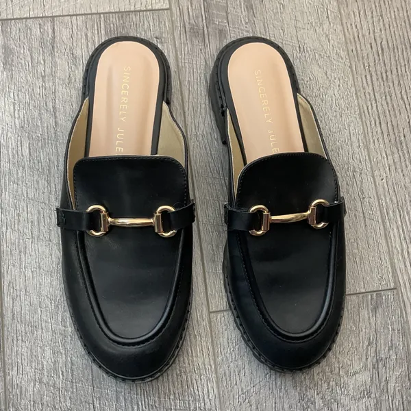 Sincerely Jules Ragu Black Lug Sole Horsebit Mule Loafers Womens 9M - Image 3
