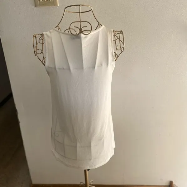 Doe & Rae White Ribbed Criss Cross Neckline Tank Top Size Small - Image 8