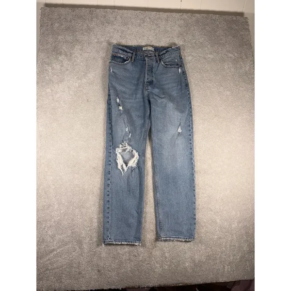 Abercrombie & Fitch Women's Jeans 28/6r The Dad High Rise Button Fly Distressed - Image 2