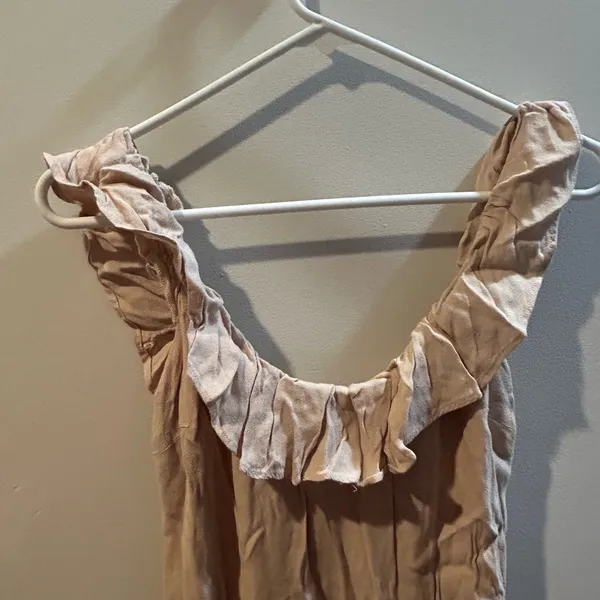 Reformation Beige Ruffle-Neck Maxi Dress - Image 2
