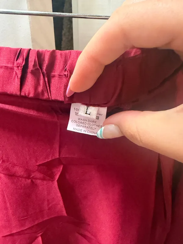 Amazon Red Satin Maxi Skirt - Image 2