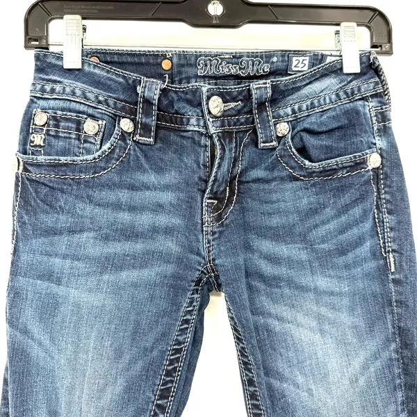 Miss Me Size 25 x 31 Blue‎ Jeans Denim Pants Signature Skinny Style Embellished - Image 3