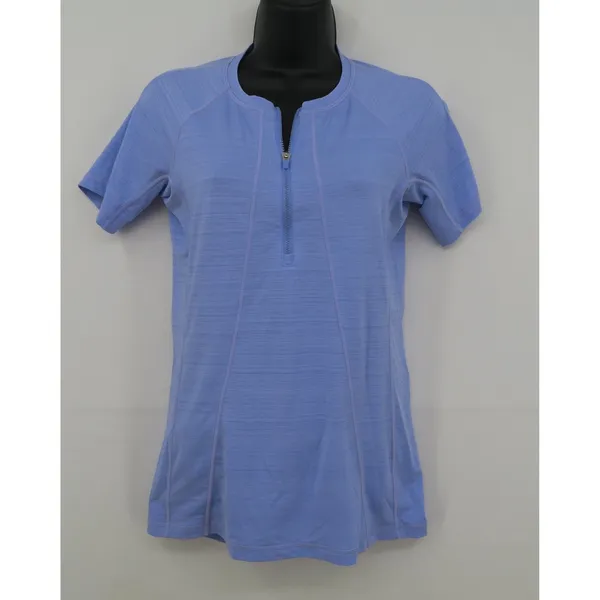 Athleta Womens Blue Space Dye Quarter Zip Cycling Jersey Short Sleeve Small - Image 5