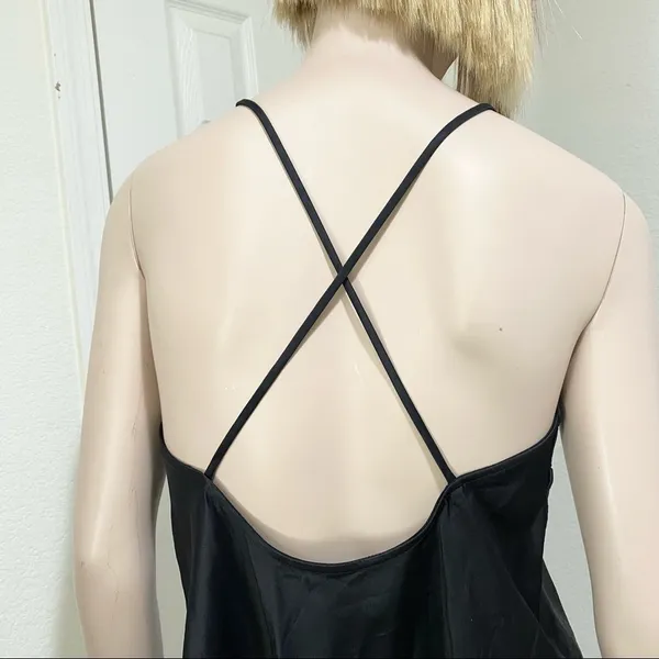 ZARA Black Criss Cross Back Satin Mini Slip Dress M - Image 4