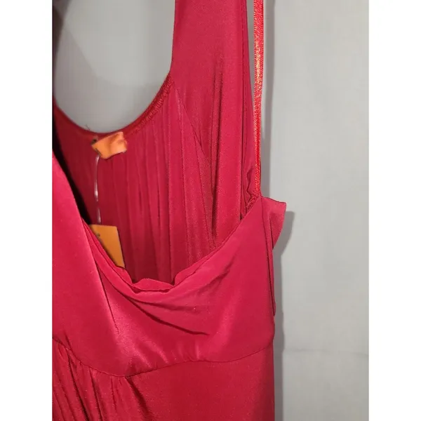 Elegant Red Halter Sleeveless Maxi Dress with Decorative Waist Buckle, NWT - Image 6