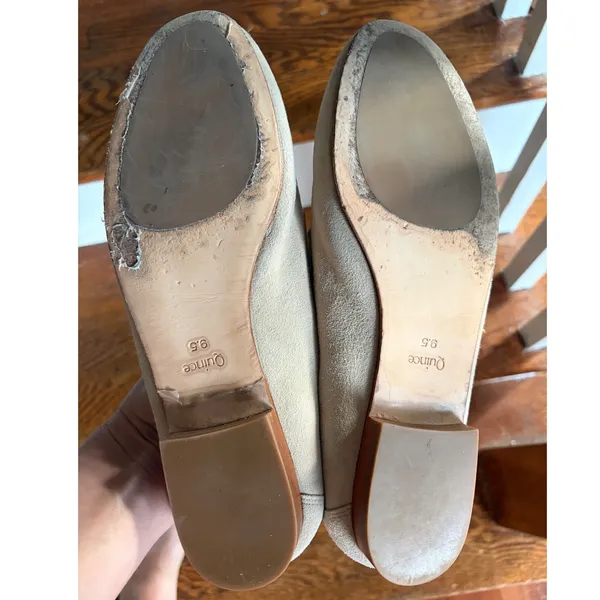 Quince Suede Penny Loafers Sand Beige Size 9.5 Women Slip On Flat Shoes - Image 4