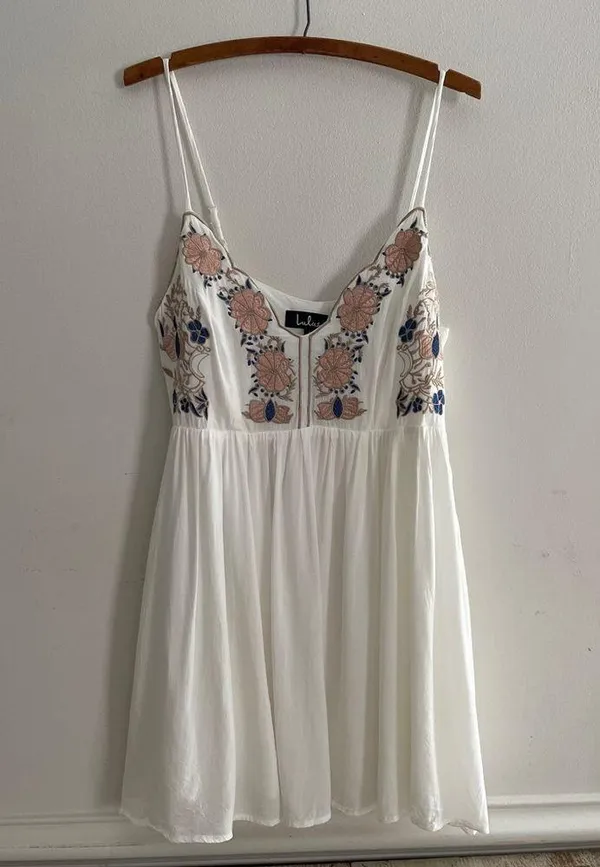 Lulus Daisy Petal Pickin’ Embroidered Dress Size L Festival Boho Whimsy Fairy - Image 2