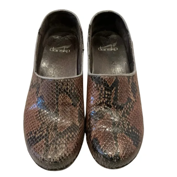 Dansko Marisol snake print leather clogs size 36 - Image 3