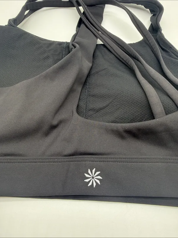 Athleta Train Free Longline Black Strappy Sports Bra A-C Size Medium Athletic - Image 4