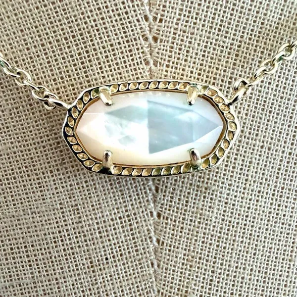 Kendra Scott Gold Tone Oval Opalescent Stone Necklace - Image 2