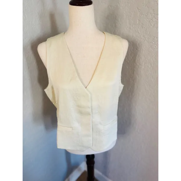 Madewell Satin Vest Top, Ivory/Cake‎ Batter, Size 10, NWT - Image 7