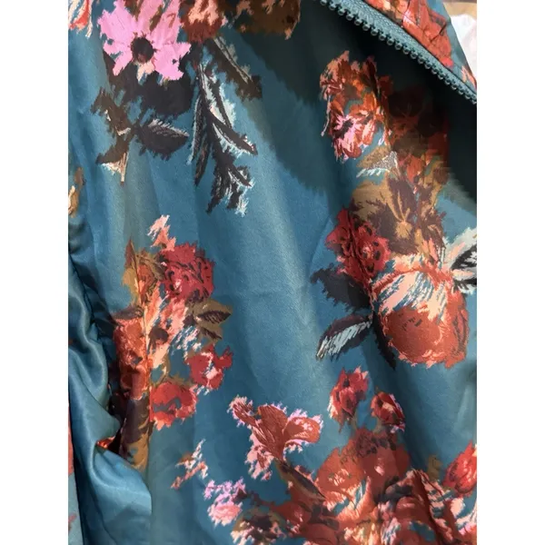 Joyfolie Womans Mia Joy Green‎ Floral Bomber Jacket windbreaker Size XS - Image 4