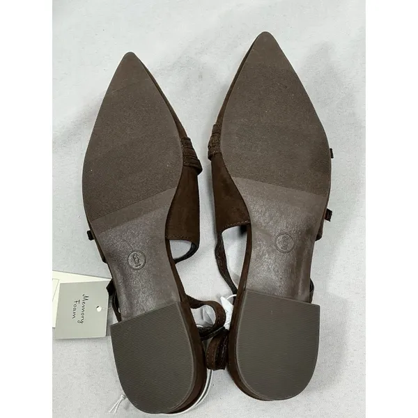 Womans New A New Day Twiggy Strappy Sling back Flats Size 6 Brown Pointed Toe - Image 4
