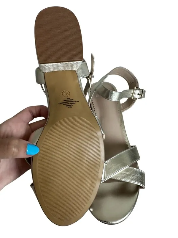 CROWN & IVY Gold Leather Espadrille Rope Heels Sz 6.5 NEW without box - Image 5