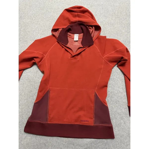Patagonia Women's Axuwool Pullover Hoody Orange VTG Y2K Size Small - Image 2