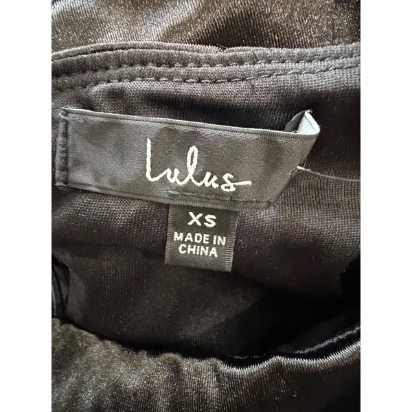 Lulus‎ Fabulous Encounters Black Satin Long Sleeve Midi Dress XS Party Cocktail - Image 8