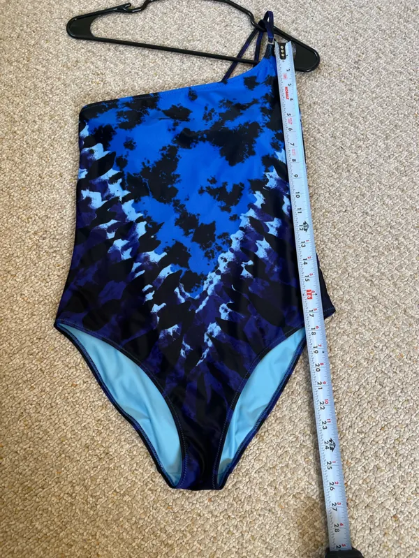 Aerie One Shoulder Blue Full Coverage swimsuit size medium - Image 8