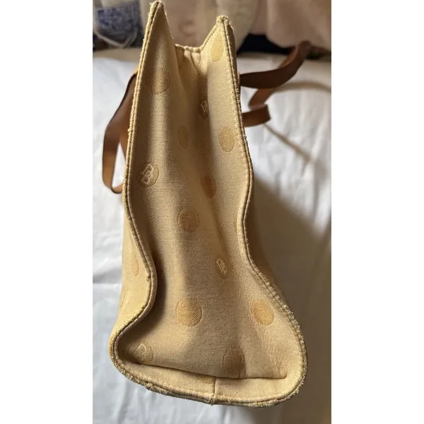 Dooney & Bourke Tan Polka Dot Tote Gold Hardware Bag Charm 12 x 10 x 4 - Image 9