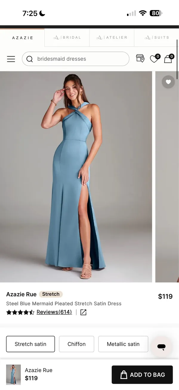 Azazie Bridesmaid Dress Steel Blue - Image 2
