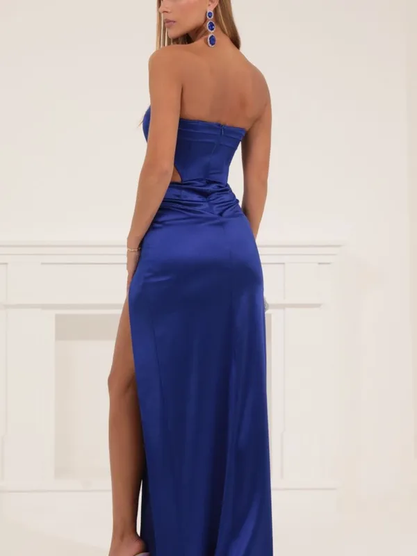 Lucy‎ in the Sky Satin Cutout Corset Maxi in Blue - Size S - NEW Without Tag. - Image 3