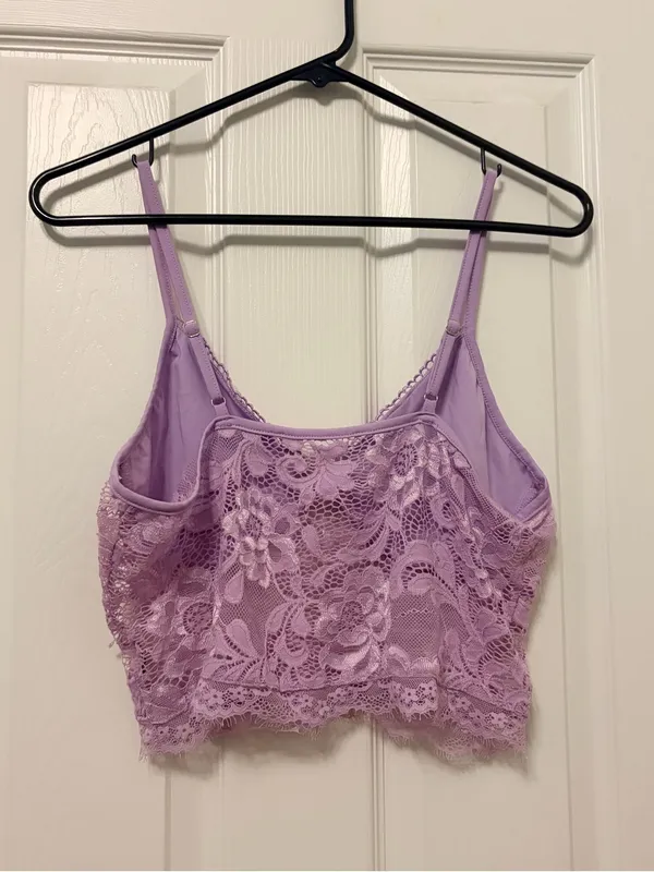 Lavender Lace Bralette Cami with Adjustable Straps Purple - Image 3