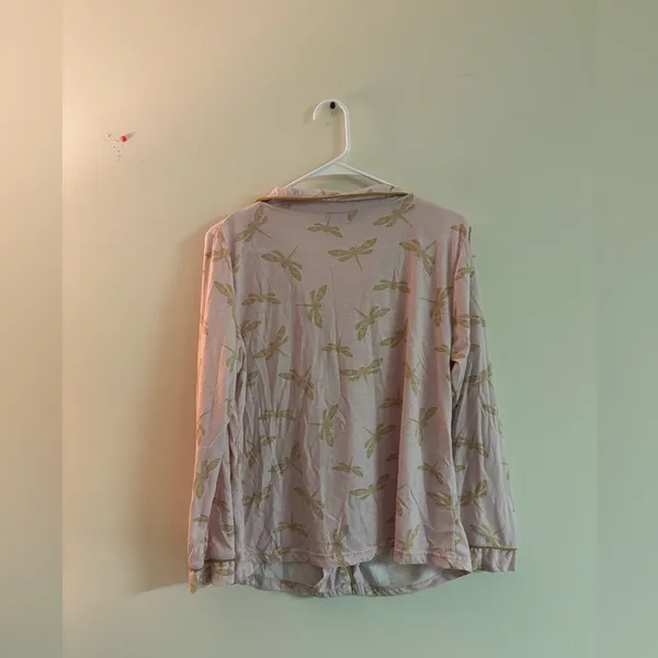 BH PJs Pink Dragonfly Pajama Top Button Front Size medium - Image 2