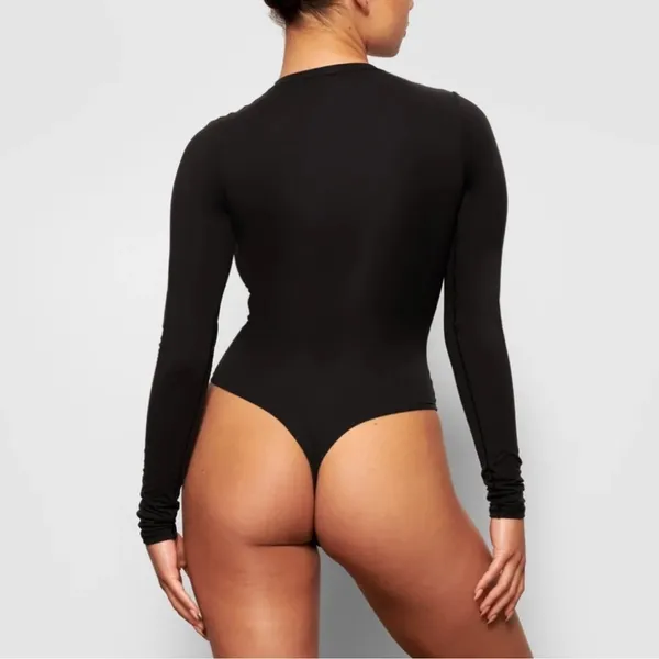 SKIMS Fits Everybody (B13) NWT Long Sleeve Crew Neck Bodysuit Onyx M - Image 4