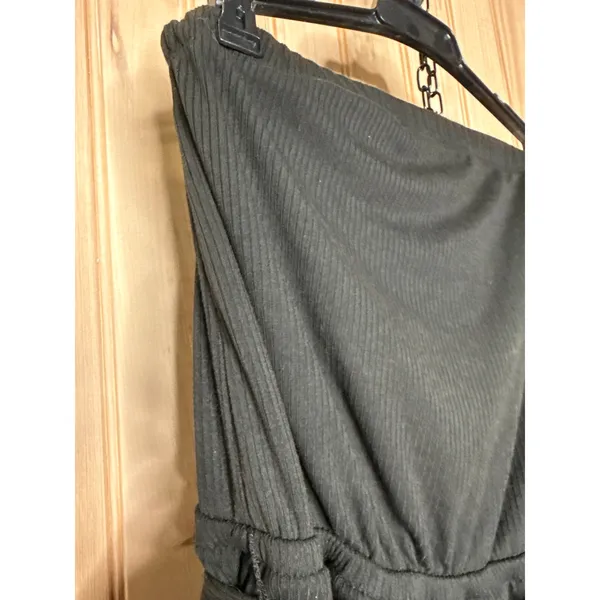 NWT Lulus Leisurely Moments Black Ribbed Knit Strapless Lounge Romper Casual M - Image 4