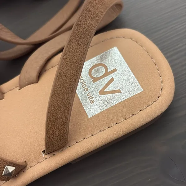 DV by Dolce Vita Jolicka Cognac‎ Sandals Studded Criss Cross Women’s Size 7 - Image 3