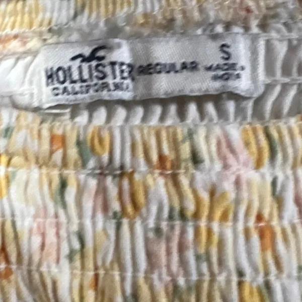 Hollister‎ Floral Mini Dress Womens Small Yellow Smocked Puff Sleeve Babydoll - Image 7