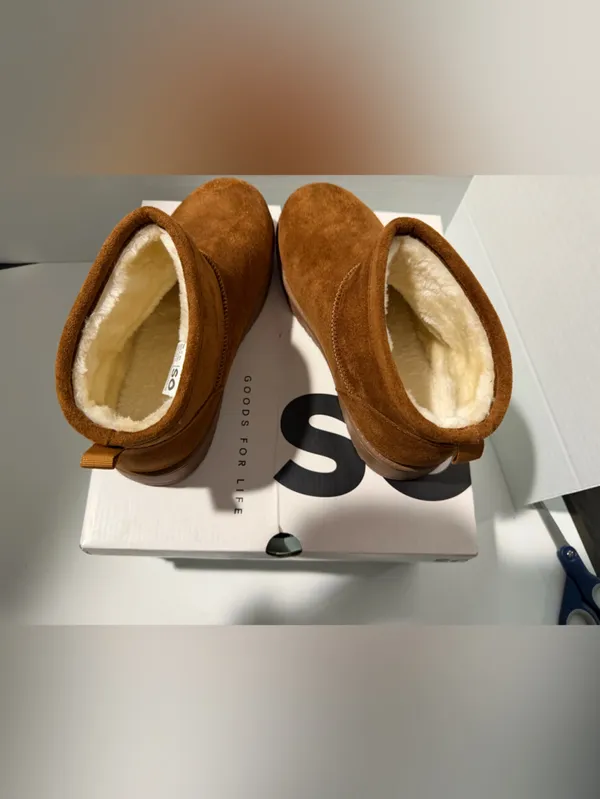 SO‎ Brown Suede Faux Fur Lined Ankle Booties - Image 5