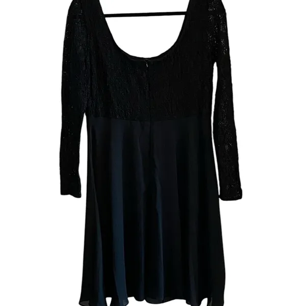 Vintage 90s black lace Chiffon sheer overlay babydoll dress Grunge Emo LBD Goth - Image 7
