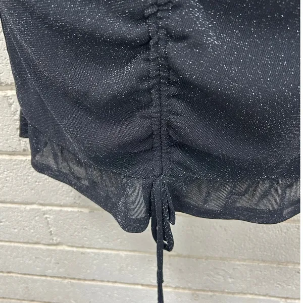 Lulu’s Black Sparkly Ruched Bodycon Mini Dress size S NWT - Image 8