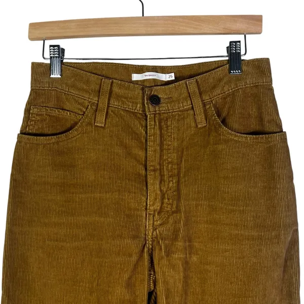 Levi’s 94 Baggy Corduroy Pants Womens 25 Brown 100% Cotton High Rise Retro 90s - Image 3