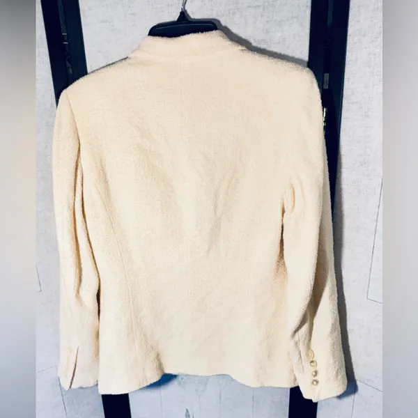 Talbots Petite Cream beige Italian fabric wool dress blazer business jacket - Image 4