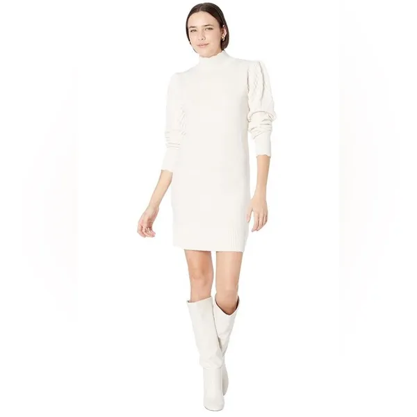 Steve Madden White Long Sleeve Sweater Dress - Image 4