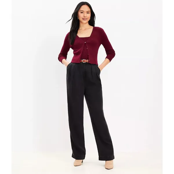 NWT Womens Size 28 28x32 Ann Taylor LOFT Washed Black High Rise Palazzo Jean NEW - Image 3