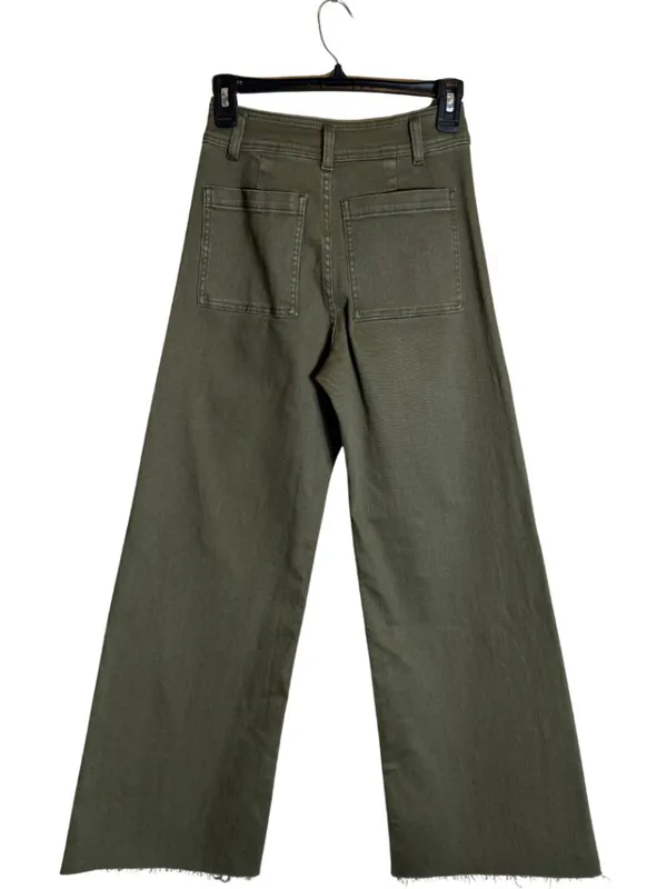 Miou Muse Wide Leg Denim Jeans Women's Small Faded Olive Raw Hem Festival NWOT - Image 6
