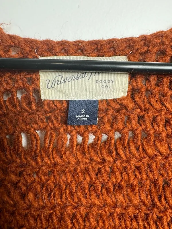 Universal Threads Rust Orange Shaggy Crochet Open-Front Cardigan - Image 2